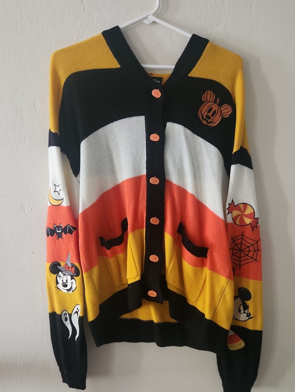 Mickey Mouse Candy Corn Striped Disney Cardigan Her Universe Halloween L